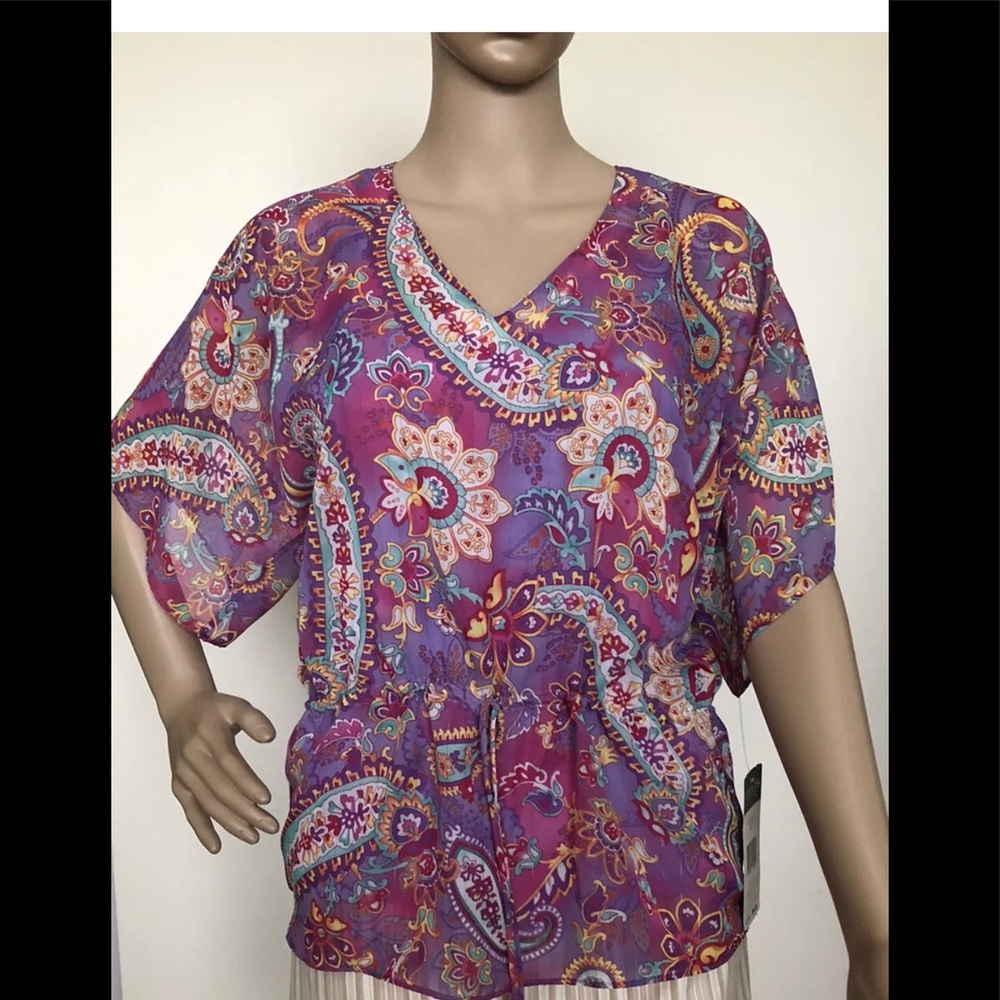 CHAPS Womens Semi Sheer Blouse & Camisole Top Size Petite XS New